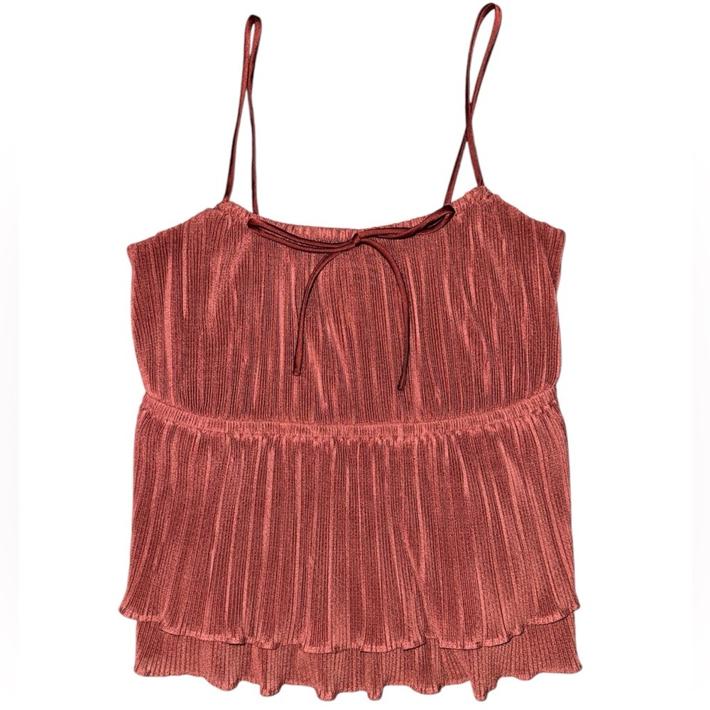 Express Orange Pleated Ruffle Tie Camisole XS
